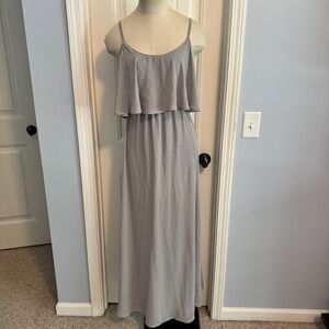 Show Me Your Mumu Small Caitlin Ruffle Maxi Dress in Gray ~ Bridesmaid Formal